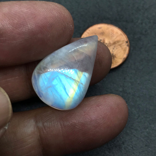 Rainbowmoonstone Pear Cabochons 1 pcs, AAA  Extra ordinary quality, best Sheen or Rainblw, 24.3x16 (#262)