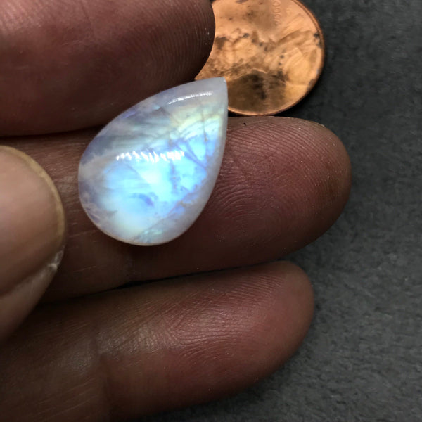Rainbowmoonstone Pear Cabochons 1 pcs, AAA  Extra ordinary quality, best Sheen or Rainbow, 19.6x 13mm  (#264)