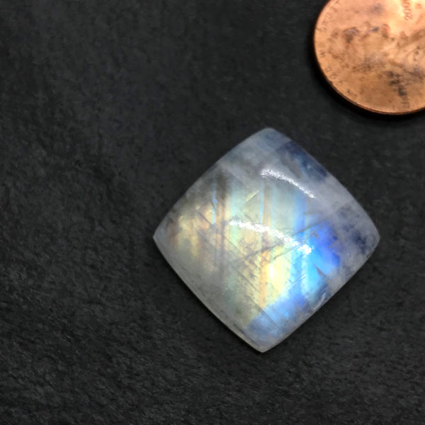 Rainbowmoonstone  SQUARE / cusion cutCabochons 1 pcs, AAA  Extra ordinary quality, best Sheen or Rainbow, 20.8x20 appx mm( CB265 )