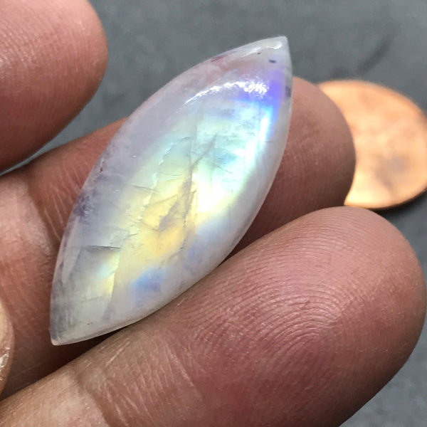 Rainbow moonstone Marquise Cabochons 1 pcs, AAA  Extra ordinary quality, best Sheen or Rainblw,29.4x12.6  appx mm ( # 266 )