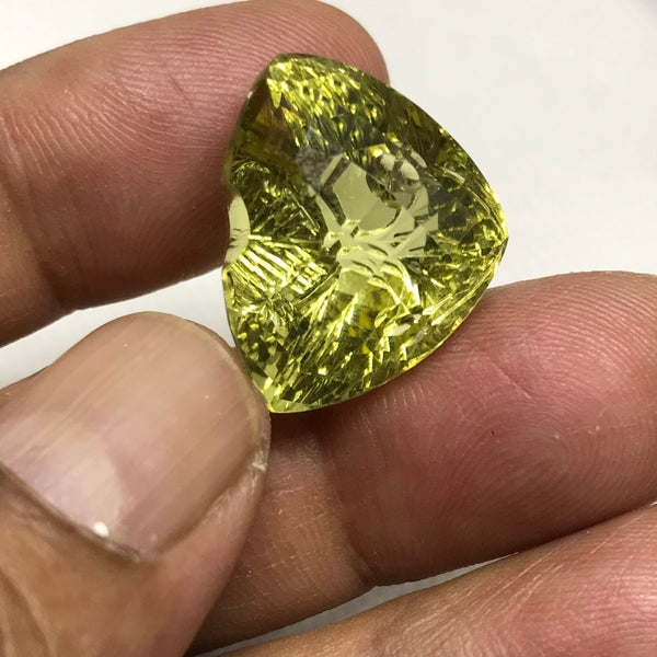 Lemon Citrine Carved & faceted Heart shape, Gemstone, AAA Best Quality,Cts.27.90,Crystal clean full Luster, Lemon color , Fancy (G00124 )
