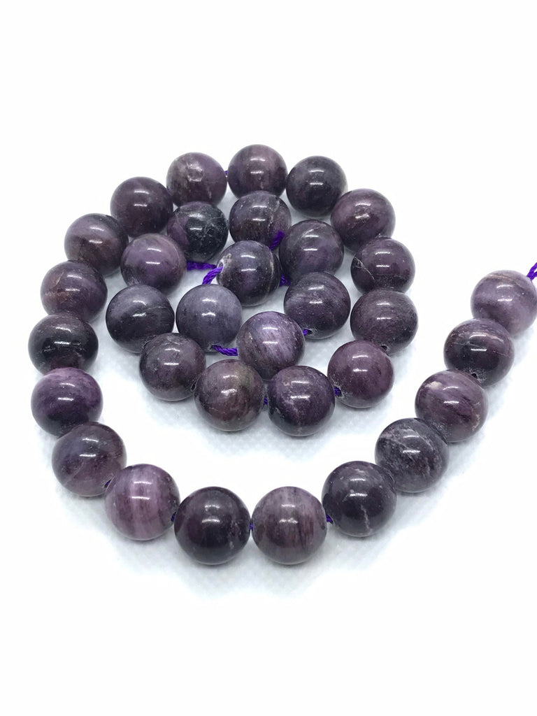 Natural Sugilite Beads, 12mm Round Plain Sugilte Beads, 16 Inch Srand Beads, Genuine Sugilte, Energy Sugilite For Jewelry (#1220)