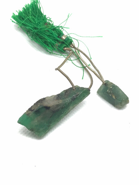 Natural Emerald Rough piece34x14 &19.6x10 mm appx.metaphysical healing properties,Green color,with natural mother Rock 100% Natural,(CB267)