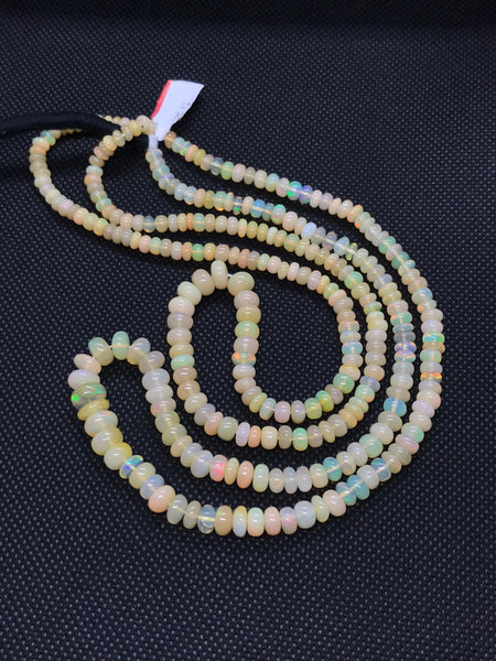 Natural AAA Opal Rondelle Beads, 16 Inch Strand Ethiopian Opal Beads, 4.4 To 5.6MM Approx Brilliant Fire Opal For Jewelry Making (#1267)