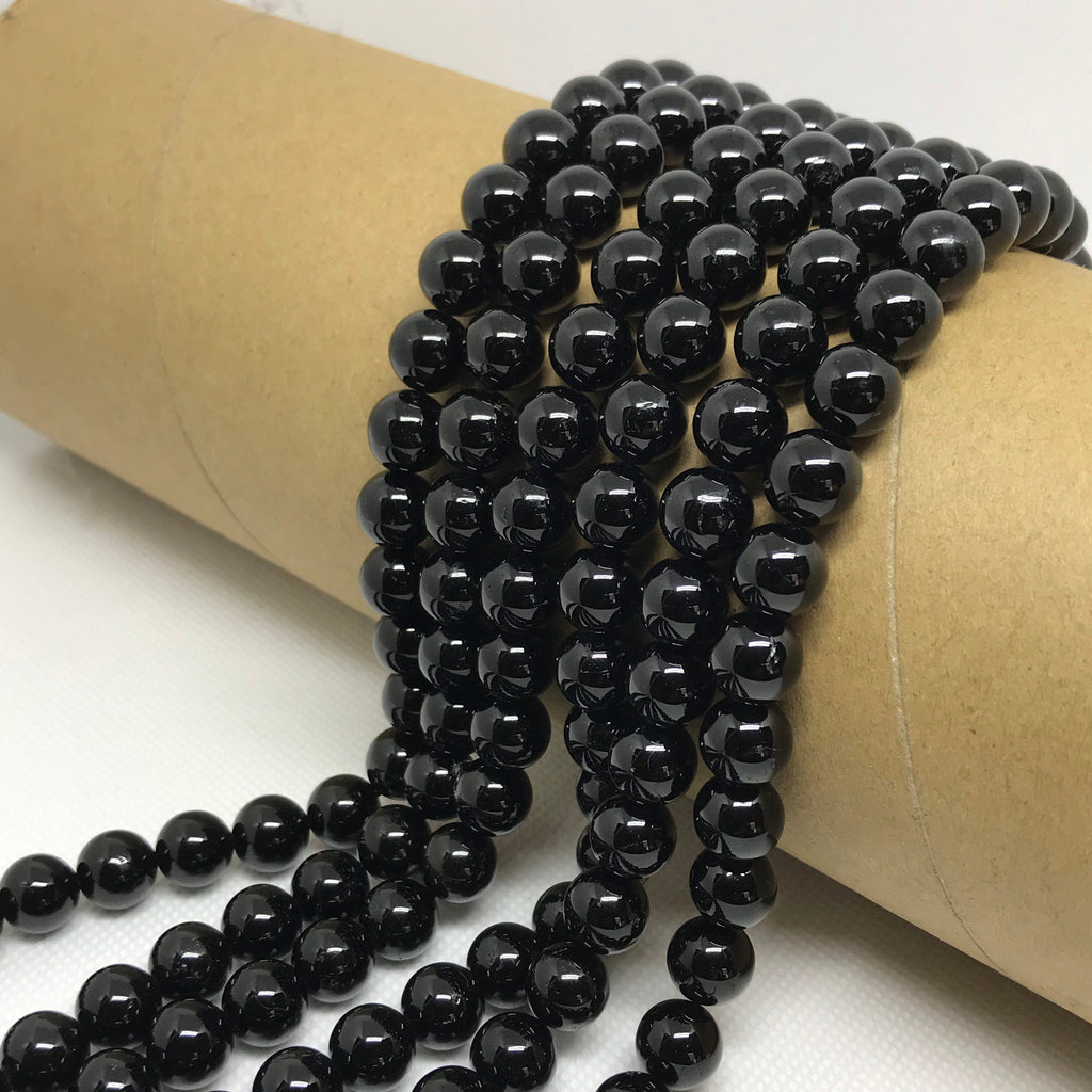10mm Black Tourmaline Beads, Round Tourmaline Bead Necklace, Black Gemstone For Jewelry Making, Smooth Beads, AAA Quality ( # 1246)