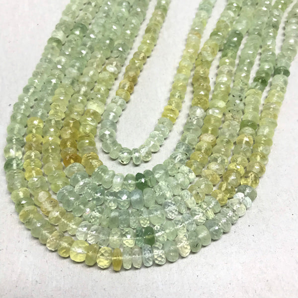 Prehnite Roundale Faceted 5.3 to 7mm appx 15 inch,Shaded light to dark color,Green,yellow ,100% natural, creative