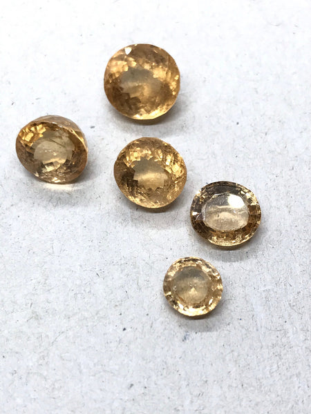 Precious Topaz Round Faceted 11 to 7 mm, various stones , yellow color 100% Natural, creative , pack of 1 pcs (# G-138)