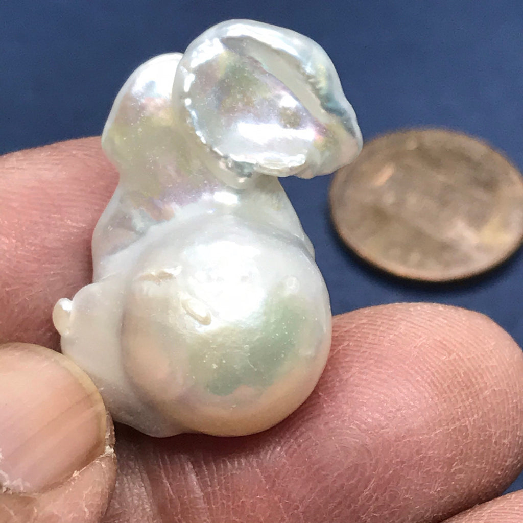 Natural Pearl Free form 27.47x18.5 mm  fresh water pearl. Straight drilled top to bottom, best for Creative design (# 28 PRL)