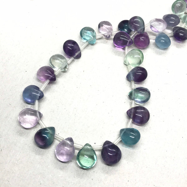 natural Fluorite Beads, Rainbow Fire Heart Cut Fluorite Beaded Necklace,9X11MM Multi Color Fluorite Gemstone Bead,15 inch Strand Bead(#1300)