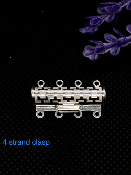 Sterling Silver 4 - 3 and 2 Strand Tube Clasp, Brick self  Beautiful Pattern, Push  or Pull to close  or open (Package of 1 pc )  AYS-TC-17