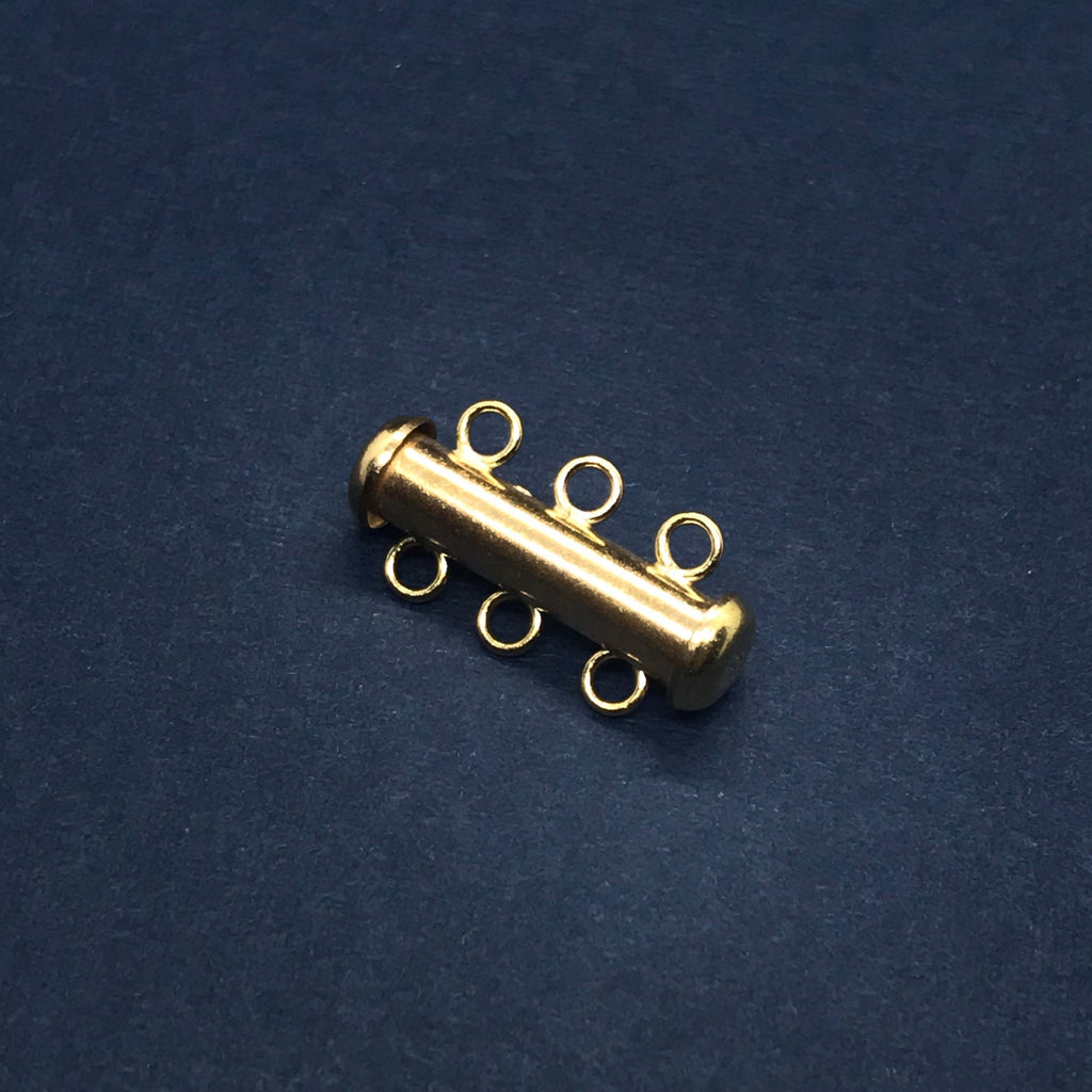 Gold filled 3 Strand , 4.5x20.3 mm  RingTube Clasp, 1 tube pushed into another one to close (Package of 1 pc )  AYS-TC-3-GF