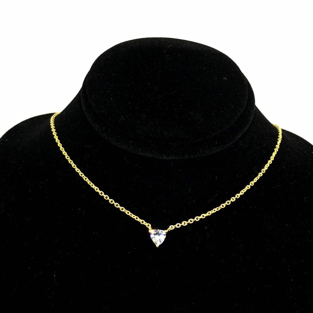 C.Z Trillion 5 mm Pendant  and Sterling Silver Chain, adjustable  length 16 to 18 inch, Gold plated ,gift ( AYS-JB-00104)