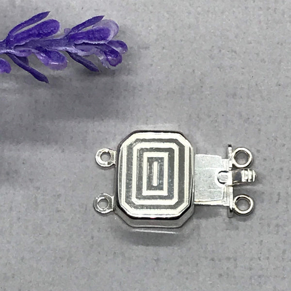 Sterling Silver2 Strand  clasp, Rectangular Clasp,Push in N out ,Self designed ,Creative design,one of a kind ,Pack of One piece