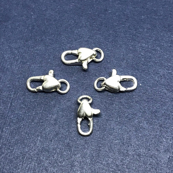 Sterling Silver 11.8x 5 mm Beautiful Heart Shape Lobster Clasp ,Package of 4 pcs (AYS-HLC-1)