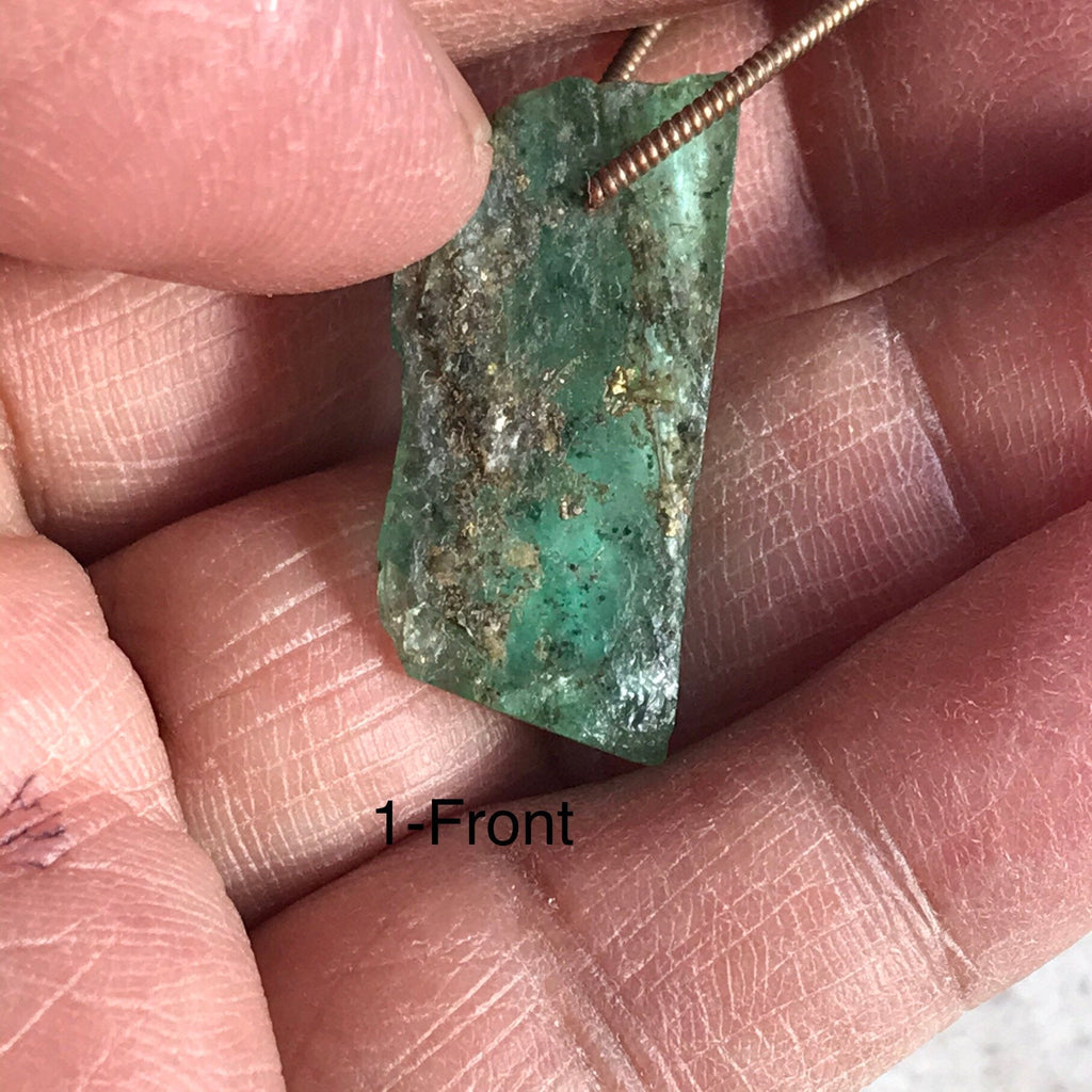 Natural Emerald Rough piece,side drill, detail.metaphysical healing properties,Green color,with natural mother Rock ,(AYS-CB-00296)