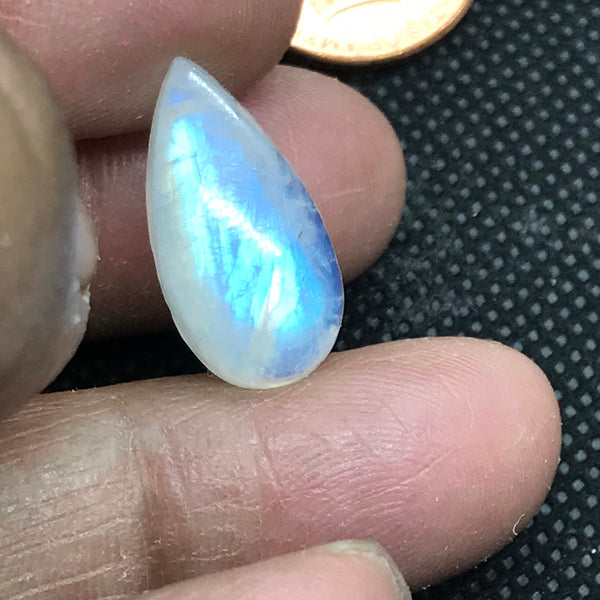 Rainbow moonstone Pear Cabochon, 20.2x10.3, AAA  Extra ordinary quality, best Sheen or Rainbow,  (# CB-00293)