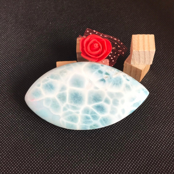 Unusual Natural Larimar Marquise  Cabochon, 84.65x47.7 Thickness 10.7mm,For Belt Buckle or otherwise design,Healing Properties,100% natural