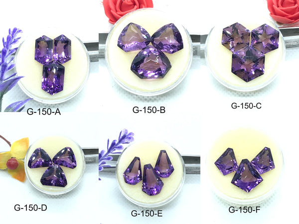3 Piece Amethyst Pairs, African Amethyst, Purple Amethyst For Jewelry, Kite Shape Amethyst, Loose Amethyst, Purple Gemstone (G-150-A to F)