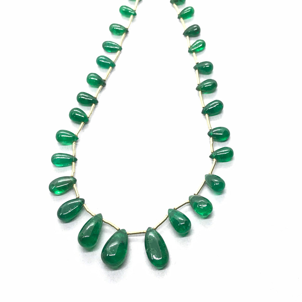 Genuine AAA Emerald Briolet Necklace Lay out,13.6x8.3 to 5.3x3 mm appx., Green color,Graduated 100% Natural, creative  (# 1309)