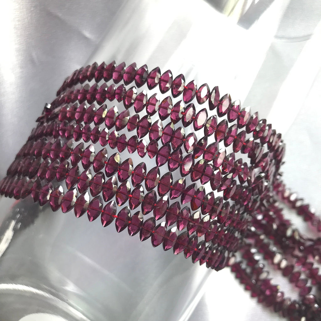 MARQUISE Calibrated Rhodolite Garnet Gem 6x4 mm appx Faceted center drill , 14 '' Unusual, for utmost Creative design ,,Red (#1315 )