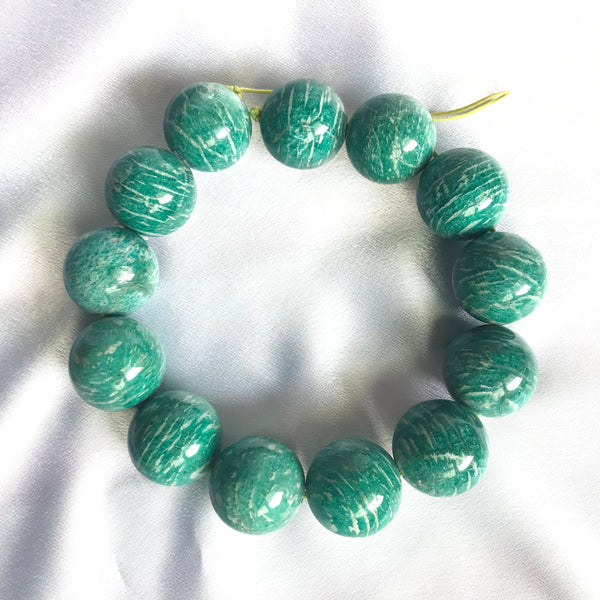 Exceptional Amazonite ROUND 30 mm appx.  16 inch , Green, Very creative Pattern on it  (# 1316)
