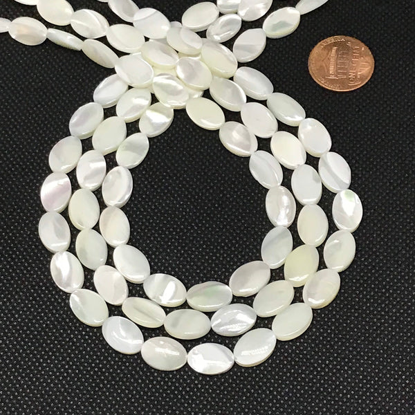 Mother of Pearl oval 12x8 mm white color, 100% Natural ,Most creative, # 1335
