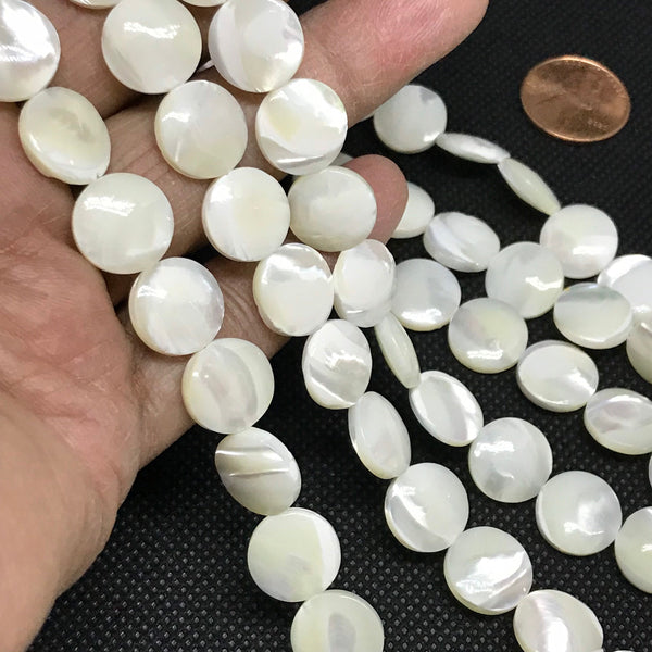Mother of Pearl 12 mm ,16 inch , off white color, 100% Natural ,Most creative, #1337