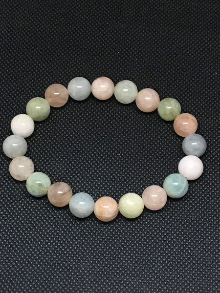Handmade Natural Gemstone 10 mm Morganite Bracelet Round Beads 7.5" Bracelet Men,Women Stretch Healing Reiki, Multi color (JB-00120)