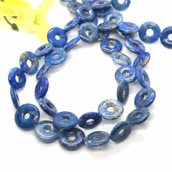 Lapis Lazuli DONUT shape 15 mm ,16 inch ,blue , 100% Natural , best Color,Most creative, #1343