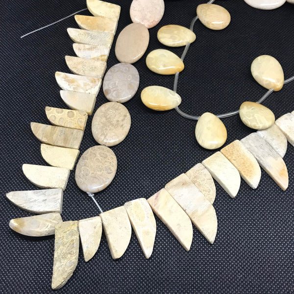 Fossil Coral Fancy, Oval N Briolet shape,self design/ patterns on it, creative #1348
