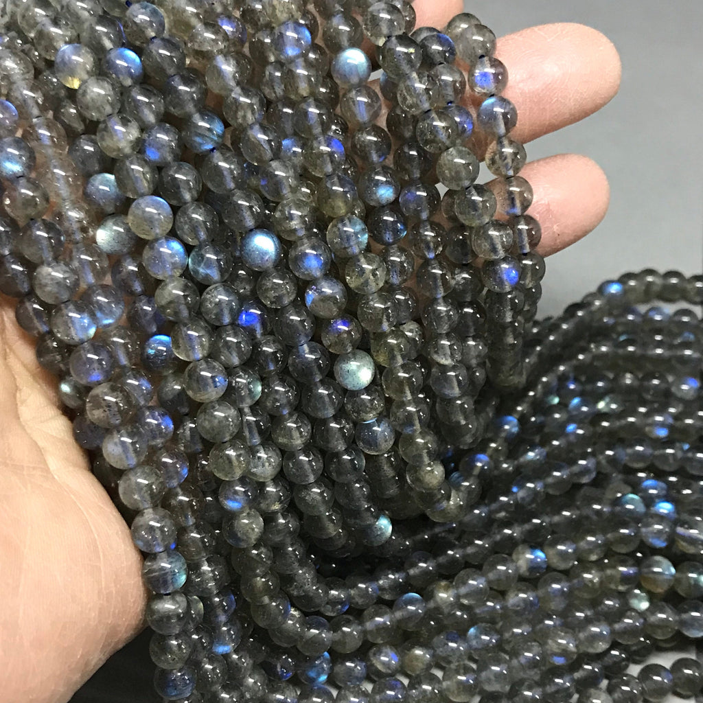 AAA Quality Natural Labradorite Beads, 6mm Labradorite Plain Beads, Round 16 inch Blue Fire Labradorite Healing Beads(#1358)