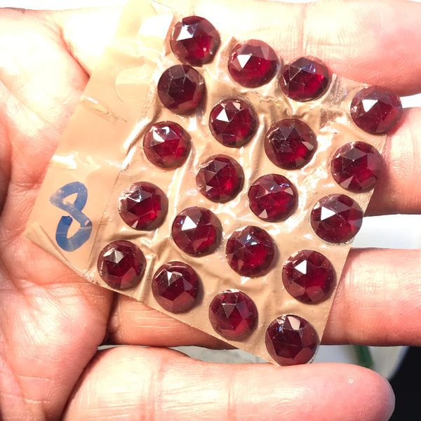 Garnet Rose Cut Fancy ROUND Shape ,6,, 7, 8 mm Faceted,AAA Quality,Best for Jewelry making ,Flat table ,Red, Polki # 156