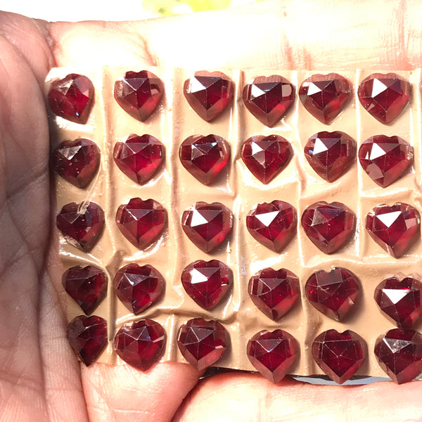 AAA Natural Garnet lot, 5MM, 6MM, 7MM, 8MM & 10MM, Rose Cut Heart Shape Garnet For Jewelry Making, Faceted Loose Red Gemstone #158