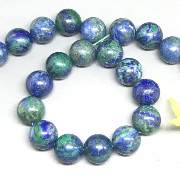 18 mm Azurite Round Pain Blue & Green together naturally, very creative Natural Patterns on,one of a kind.# 1361