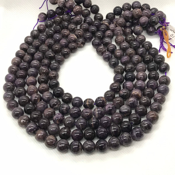 10 mm Natural Sugilite  Round Plain  High quality,16 inch strand,Purple , best Color,Most creative, Creative natural patterns on(# 1359)