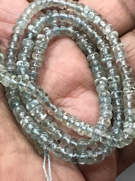 Aquamarine Plain Rondale 4.3  mm appx, 100%Natural ,16 inch, Most Creative. Exceptional, one of a kind, rarely available