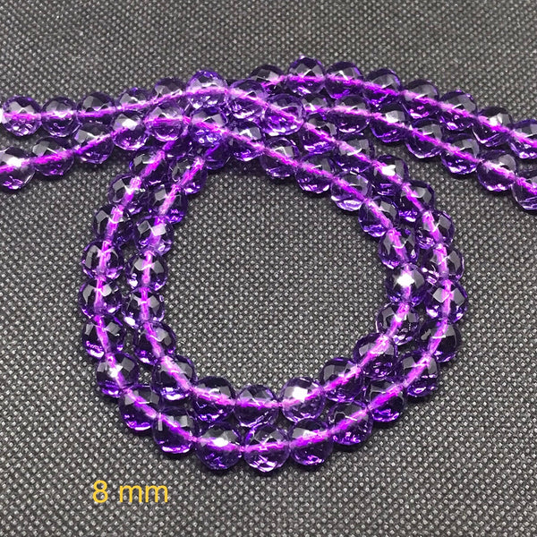 Natural Purple Color Amethyst Beads Necklace, African Amethyst ,8mm Amethyst Loose Gesmtone Beads , AAAAA Quality, Healing Beads16 inch #22