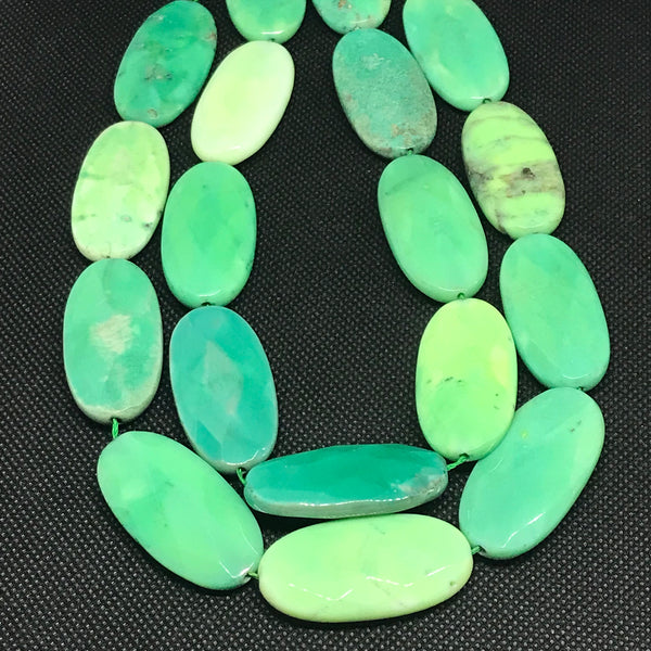 Natural Green Chrysoprase, Huge 20X40MM Oval Shape Chrysoprase Bead Necklace, Gift For women, 16 Inch Strand Beads