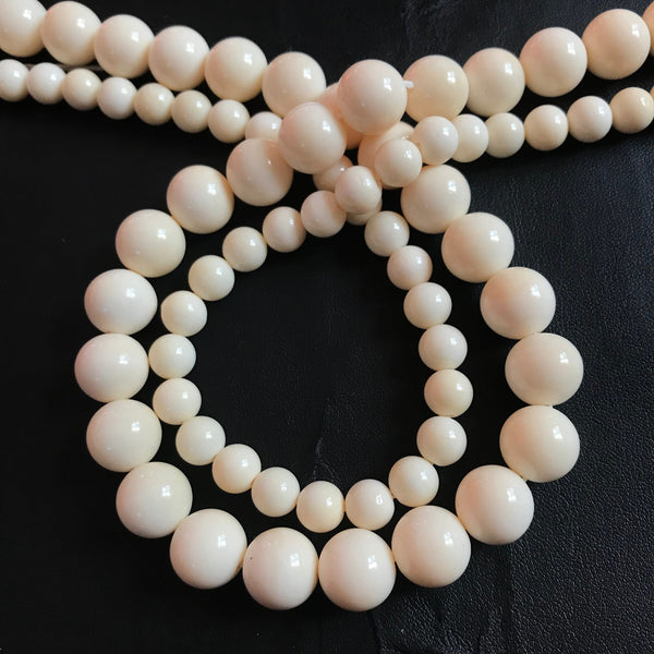 Large Bone Beads, Natural Bone Bead, 8 & 12mm Bone Bead Necklace, Smooth Round Bone for Jewelry Making, Gift For Women, #46