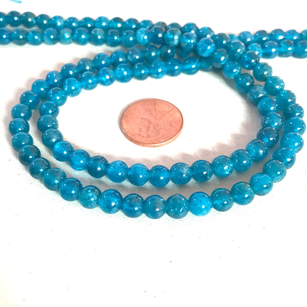 6mm Apatite Beads, AAA Apatite Bead Necklace, Round Smooth Blue Apatite, Gift For Women, Blue Gemstone Beads, Apatite Jewelry