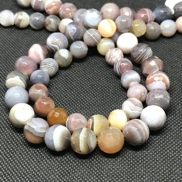 Natural Botswana Agate Beads,10 & 12mm Agate Cabochons Necklace,Gift For Women, Round Agate Gemstone For Jewelry Making, May Birthstone #52