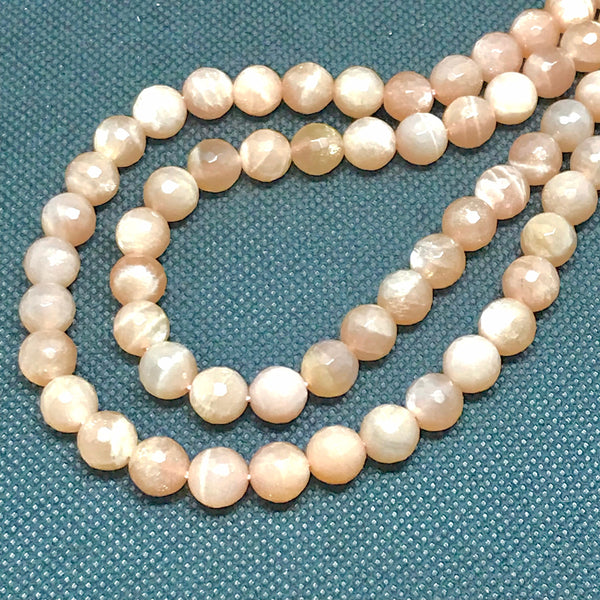 8mm Natural Sunstone Beads, Round Sunstone Faceted Bead Necklace, sunstone loose Gemstones For Jewelry, 16 Inch Strand Bead