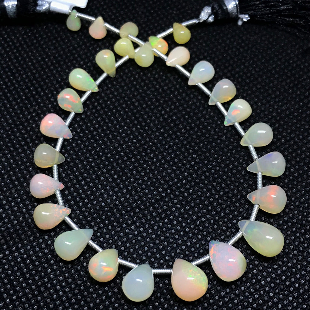 Natural White Ethiopian Opal, Brilliant Fire Opal Bead, Rainbow Opal Nuggets For Jewelry Making, 10x6.7 to x4.5x6 MM., 8 Inch Strand(#1259)