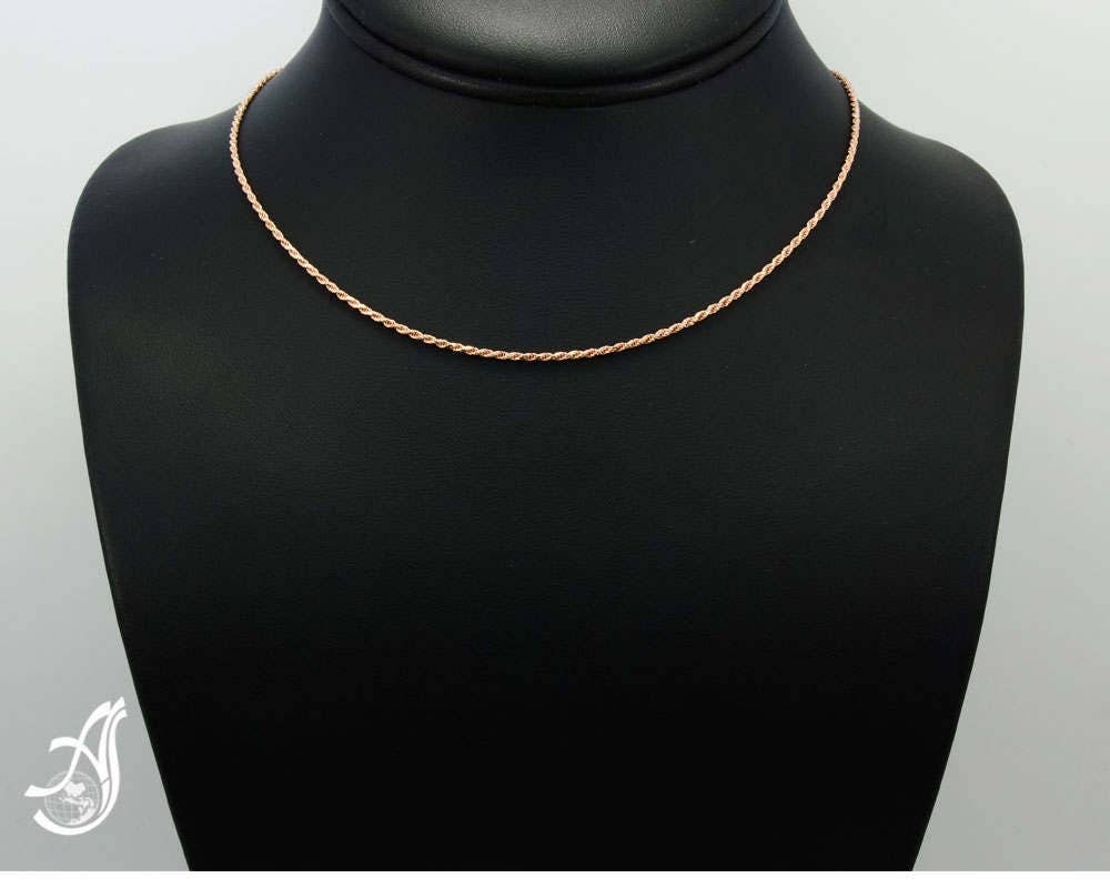 Silver Rope Chains, 925 Sterling Silver, Rose Gold Plated, Rope Chain Necklace, Diamond Cut Rope Chain For Men & Women (SRDC-30-RC-16 )