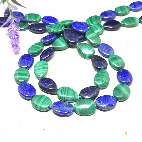 Lapis,Malachite Beads, 12x8mm Pear Multi Gemstone Cabochons Bead Necklace,100% Natural lapis & malachite Gemstone Beads For Making Jewelry,