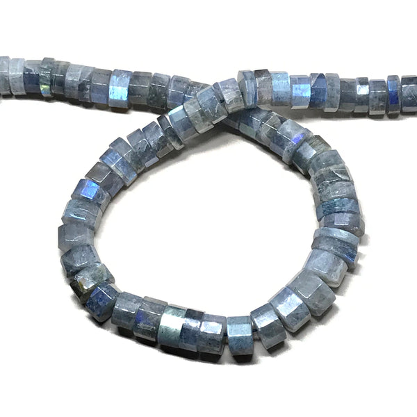 labradorite Heishi Beads, AAA Natural Labradorite Beads, 9MM Faceted labradorite Bead Necklace, Gemstone Jewelry, 16 Inch Strand Beads