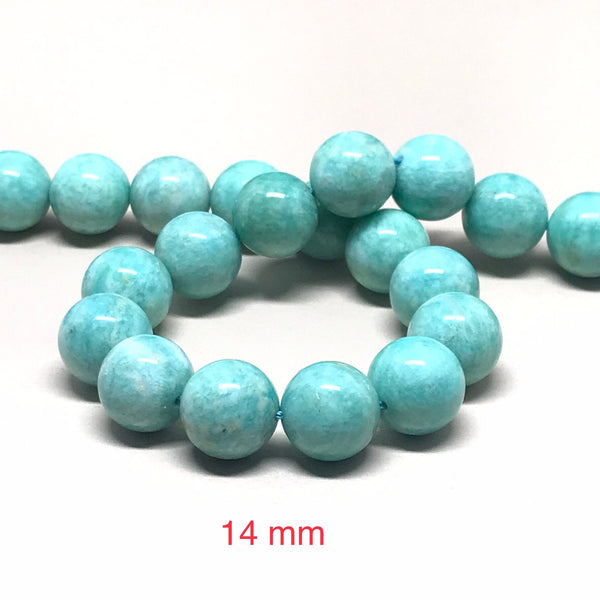 Natural Amazonite Beads, Smooth Amazonite For Jewery Making, 6& 14 mm Amazonite Bead Necklace For Women, 16 Inch Strand Beads,