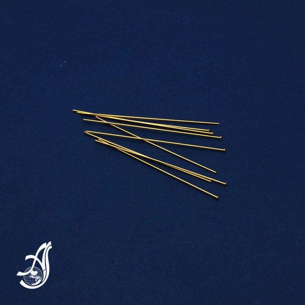 Gold Head Pins, 925 Sterling Silver Pins, 2 Inch Flat Head Pins, 10 Piece Head Pins For Jewelry Making (AYS-HPGF-4)