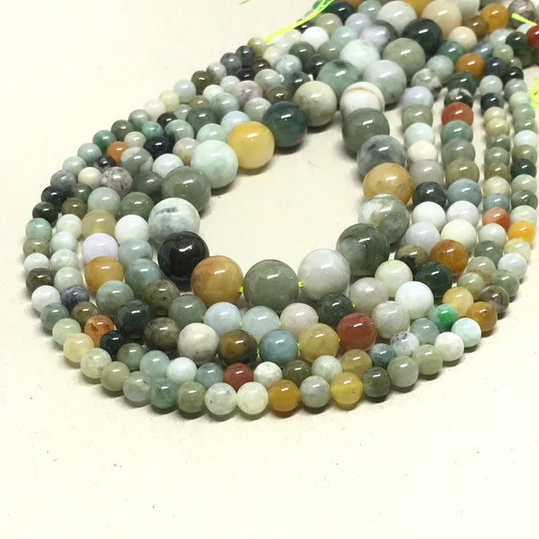 100% Natural Jade Beads, 6-8-10 mm Smooth Jade Bead Necklace, Gift For Women, Multi Color Jade Beads For Jewelry Making (#1392)