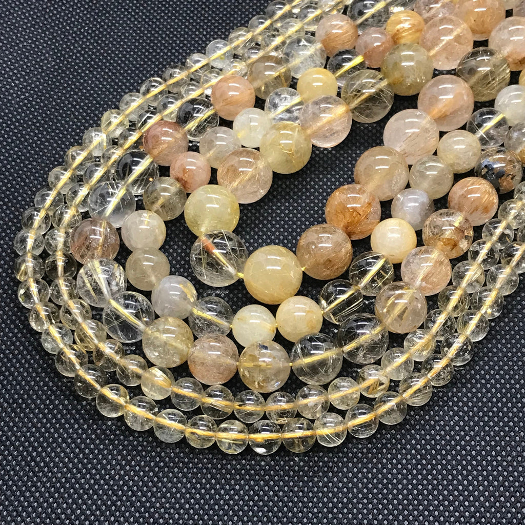 AAA Natural Rutilated Quartz Beads, 6-8- 12MM Multi Color Rutilated Quartz, Gift For Women, Quartz For Jewelry Making #001391